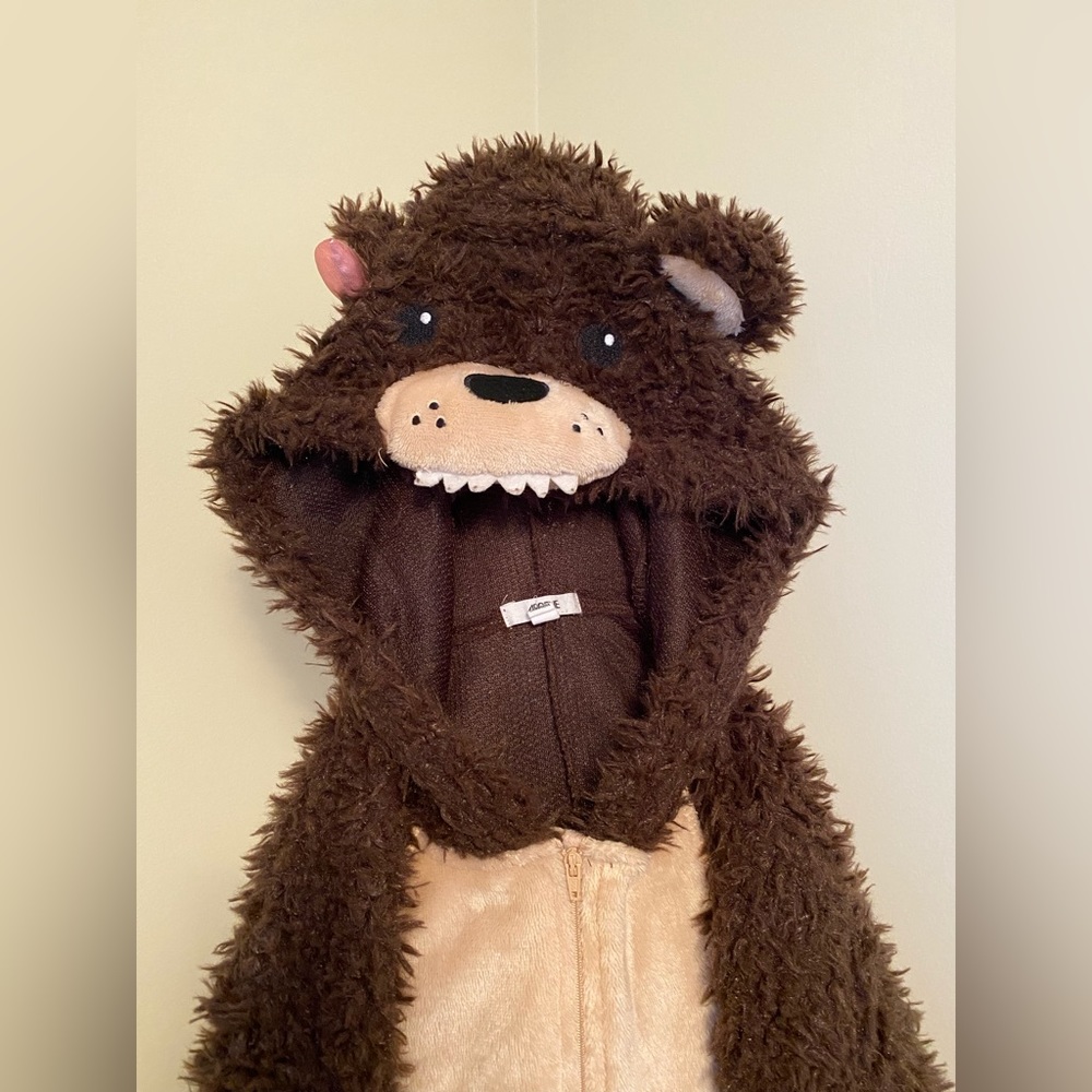 Brown teddy bear onesie